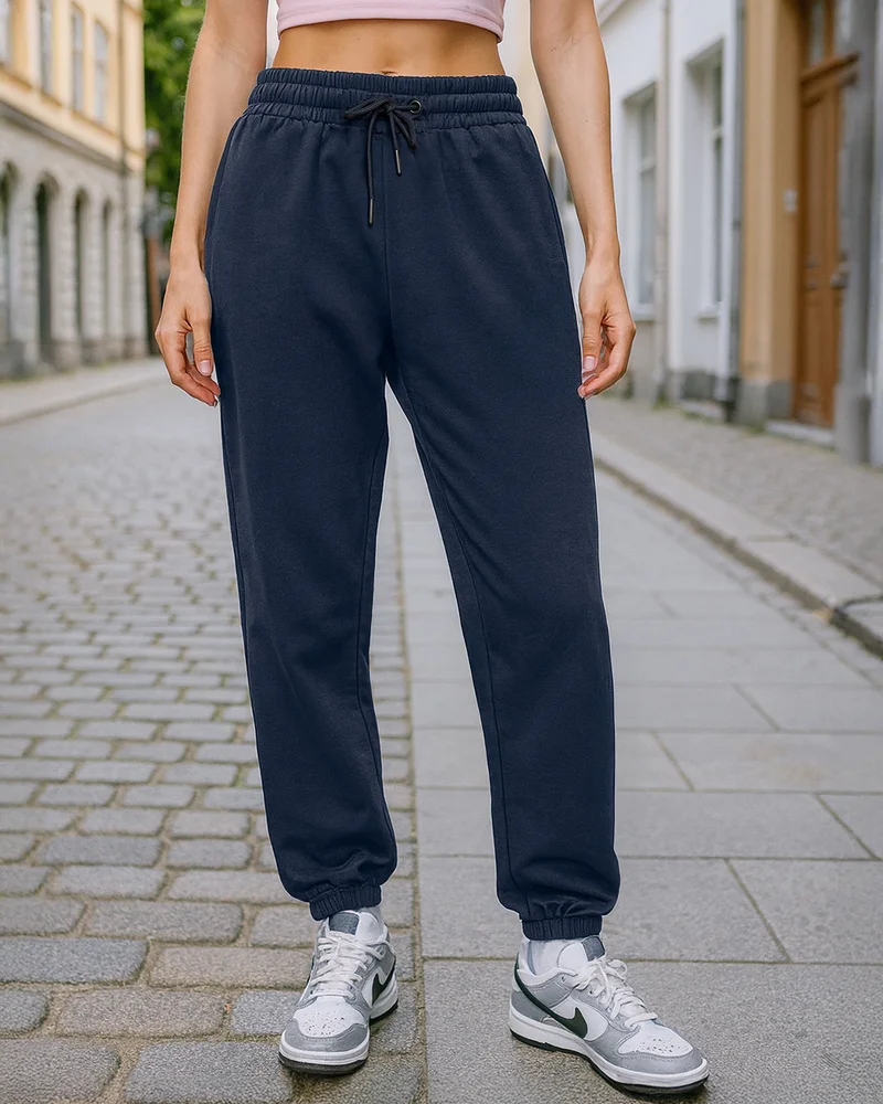 bewakoof Women's Blue Super Loose Fit Joggers