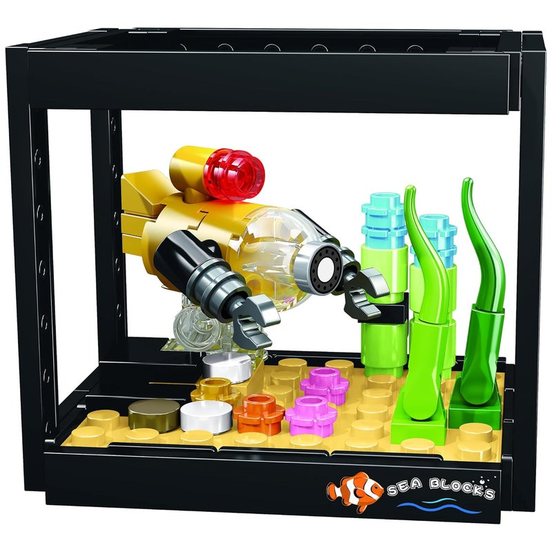 ThinkerPlace تانك سمك أحلام المحيط تحت الماء 8 في 1 من ثينكر بليس (91 قطعة) | تعلم عن الحياة البحرية | مجموعة كتل بناء للأطفال من عمر 6 سنوات فما فوق | لعبة تعليمية STEM | بناء، جمع وخلق تانك سمك كبير - Image 1