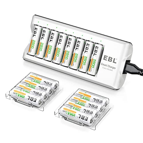 EBL AA Rechargeable Batteries,16-Pack Double A Battery (ProCyco 2800mAh) with AA AAA Battery Charger - Image 1