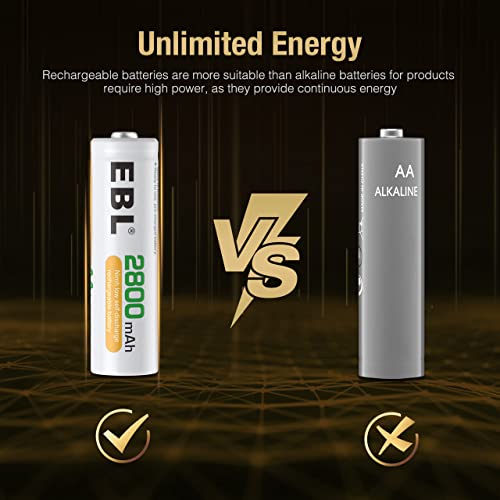 EBL AA Rechargeable Batteries,16-Pack Double A Battery (ProCyco 2800mAh) with AA AAA Battery Charger - Image 4
