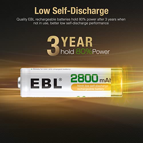 EBL AA Rechargeable Batteries,16-Pack Double A Battery (ProCyco 2800mAh) with AA AAA Battery Charger - Image 3