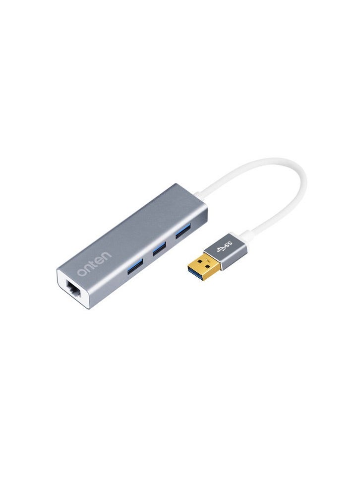 onten ONTEN OTN-5220 USB3.0 to 3-Port Hub with Gigabit Ethernet Adapter  - Image 1