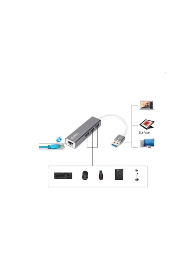 onten ONTEN OTN-5220 USB3.0 to 3-Port Hub with Gigabit Ethernet Adapter  - Image 2