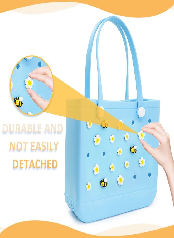 QTKJ Accessories for Bogg Bag, Frangipani and Bee Decoration for Bogg Bag Charms, Compatible with Women Rubber Beach Bag Tote Handbag, 17 Pcs - Image 3