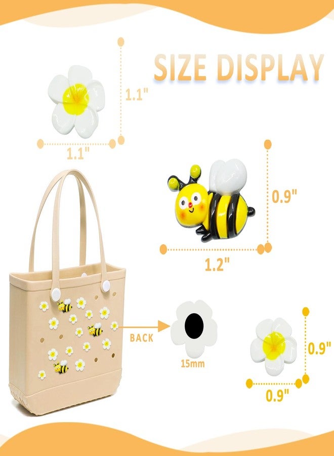 QTKJ Accessories for Bogg Bag, Frangipani and Bee Decoration for Bogg Bag Charms, Compatible with Women Rubber Beach Bag Tote Handbag, 17 Pcs - Image 2