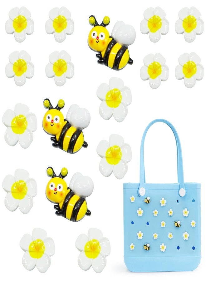 QTKJ Accessories for Bogg Bag, Frangipani and Bee Decoration for Bogg Bag Charms, Compatible with Women Rubber Beach Bag Tote Handbag, 17 Pcs - Image 1