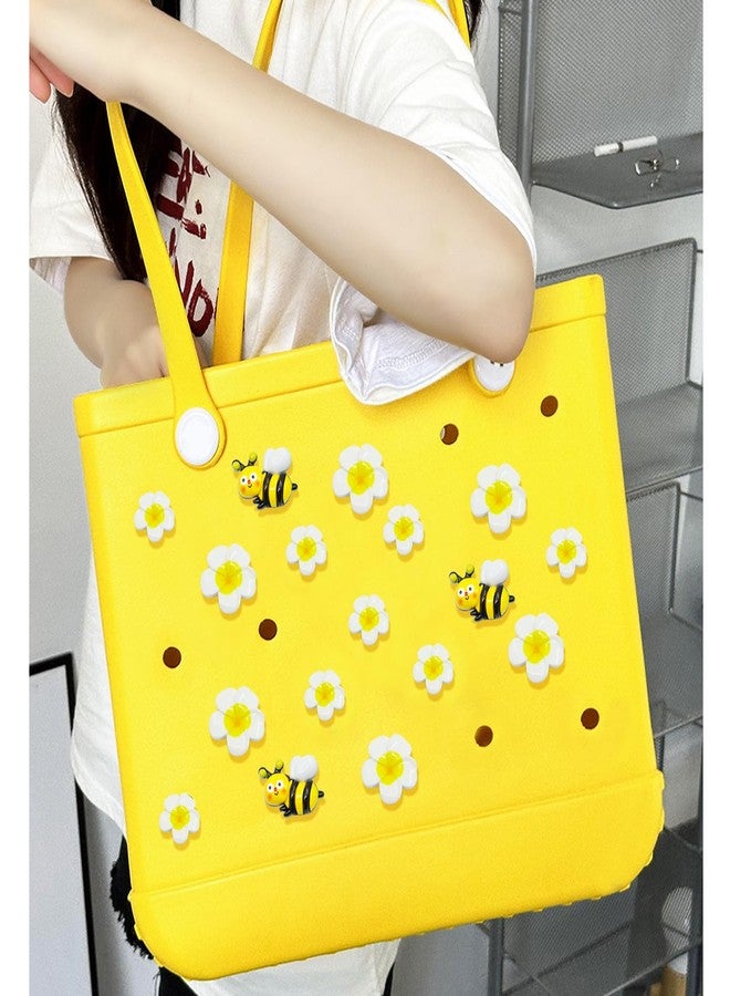 QTKJ Accessories for Bogg Bag, Frangipani and Bee Decoration for Bogg Bag Charms, Compatible with Women Rubber Beach Bag Tote Handbag, 17 Pcs - Image 4