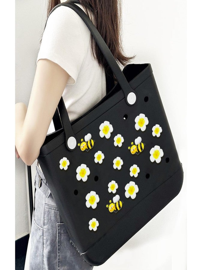 QTKJ Accessories for Bogg Bag, Frangipani and Bee Decoration for Bogg Bag Charms, Compatible with Women Rubber Beach Bag Tote Handbag, 17 Pcs - Image 5