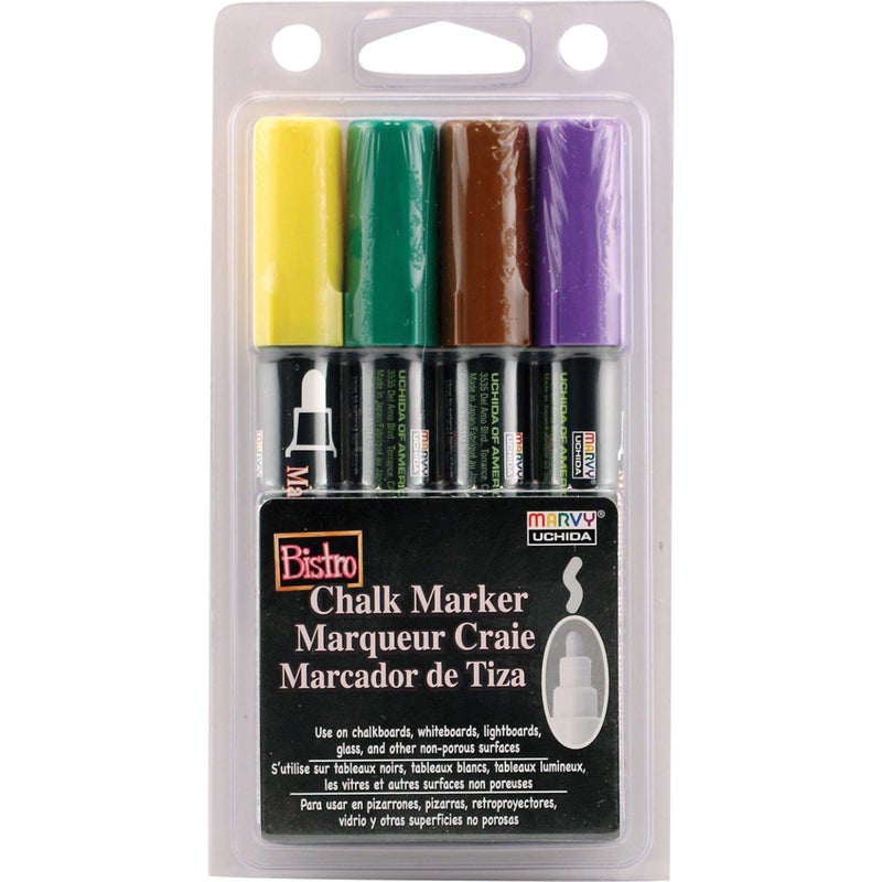 Uchida 4804D Marvy Broad Point Tip Bright Bistro Chalk Marker Set Assorted