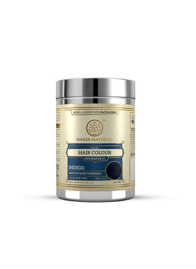 Khadi Natural Herbal Hair Color -Indigo|Herbal Hair Colour | Hides Grey Hair| Prevents Hair Thinning | Free From Harsh Chemicals | Suitable For All Hair Types| 150G  - Image 1