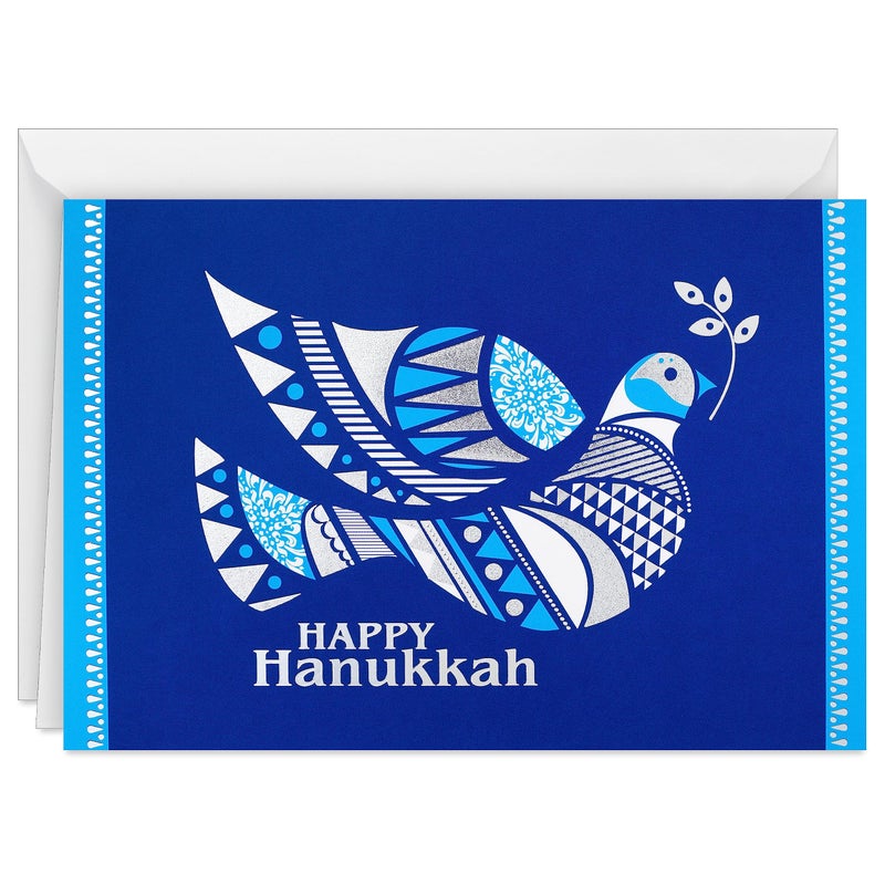 Hallmark Tree of Life Hanukkah Boxed Cards (40 Cards and Envelopes) Blue and Silver Dove - Image 1