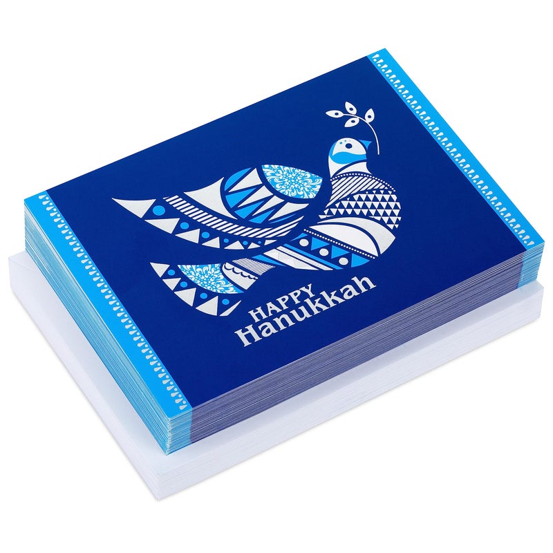Hallmark Tree of Life Hanukkah Boxed Cards (40 Cards and Envelopes) Blue and Silver Dove - Image 3