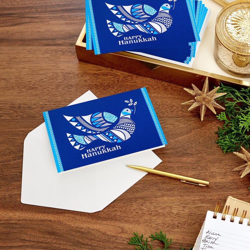 Hallmark Tree of Life Hanukkah Boxed Cards (40 Cards and Envelopes) Blue and Silver Dove - Image 2