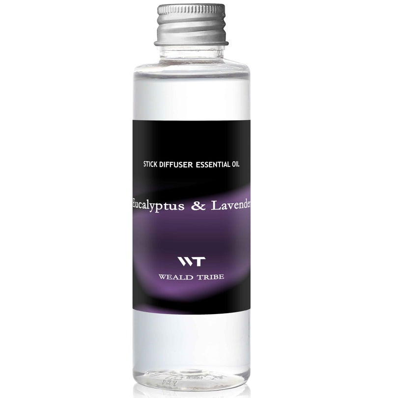 WEALD TRIBE Stick Scent Diffuser Oil Refill | Eucalyptus & Lavender Scent 4 fl oz(120ml) Home Fragrance Defusers | Scented Aroma Essential Oil ReedDiffuser Sets with 6 Sticks