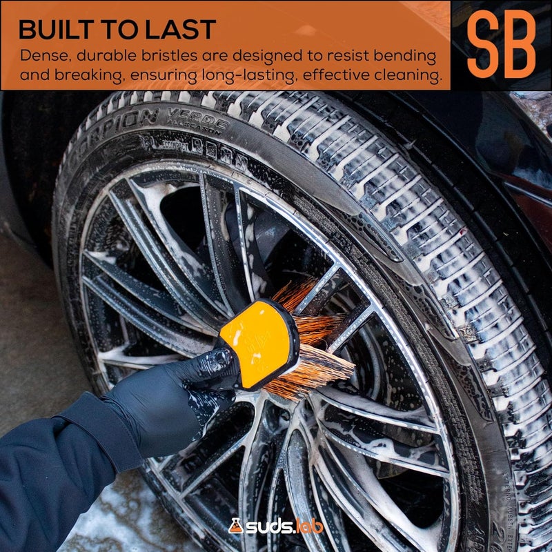 suds.lab فرشاة عجلات Suds Lab ذات الشعيرات المطاطية الناعمة لتنظيف تفاصيل السيارات، فرشاة عجلات، حافة، عجلة، فرشاة تنظيف الغبار يناسب كل مستخدم - Image 3