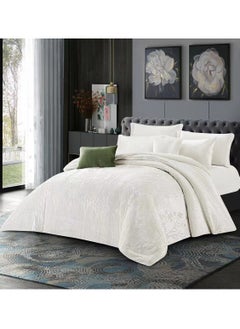 Hours HOURS luxury winter comforter set ultra-soft jacquard like silk velvet and warm fur with a modern plain design 8 pieces King size  - Image 1