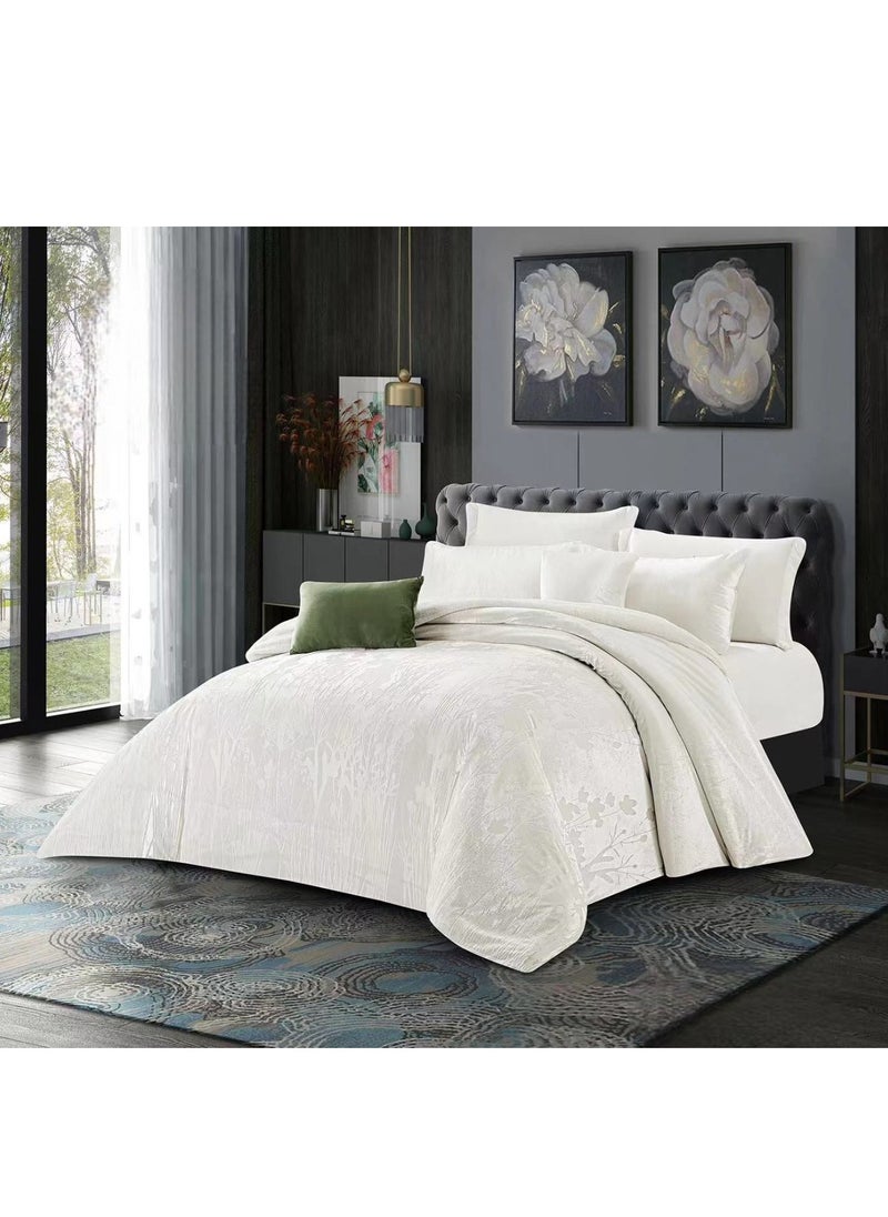 Hours HOURS luxury winter comforter set ultra-soft jacquard like silk velvet and warm fur with a modern plain design 8 pieces King size  - Image 2