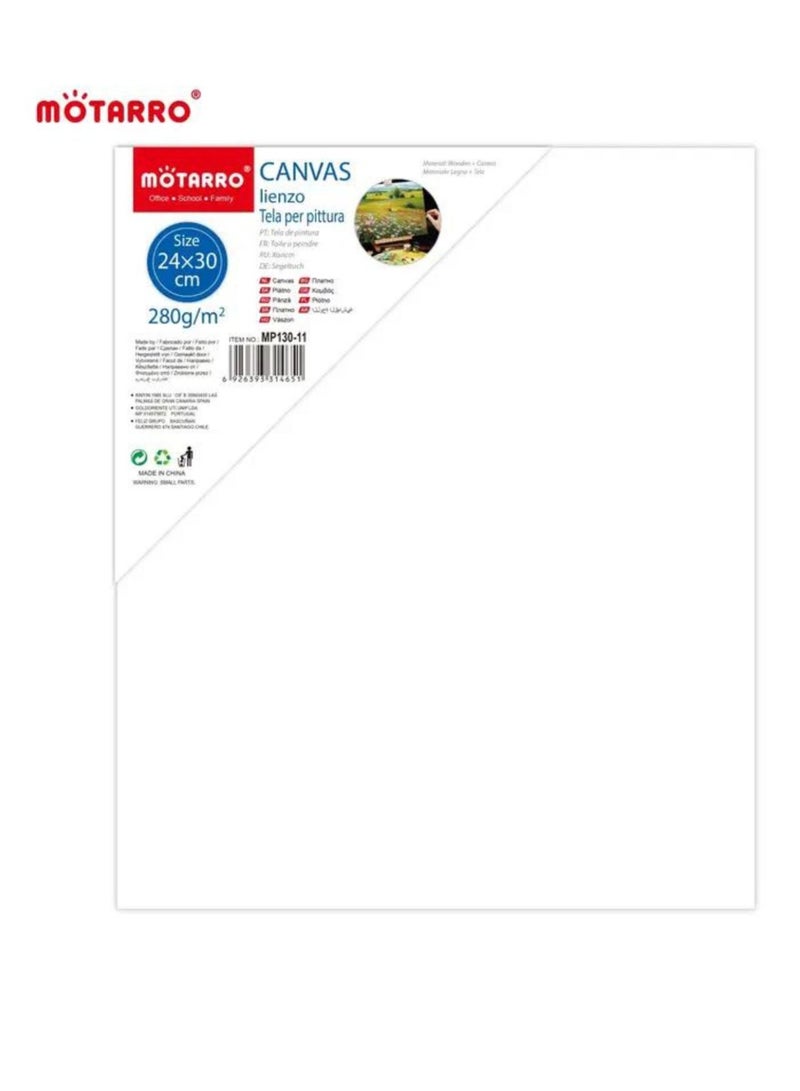 MOTARRO Stretched Canvas 24X30CM  White Cotton Artist Canvas Boards for Painting Acrylic Pouring Oil Paint Dry & Wet Art Media  - Image 1