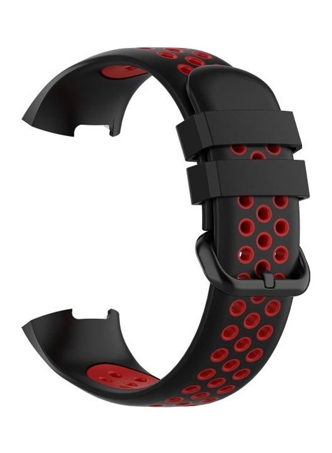 NIBEMINENT Silicone Replacement Band For Fitbit Charge 4/Charge 3/Charge 3 SE Black/Red - Image 2