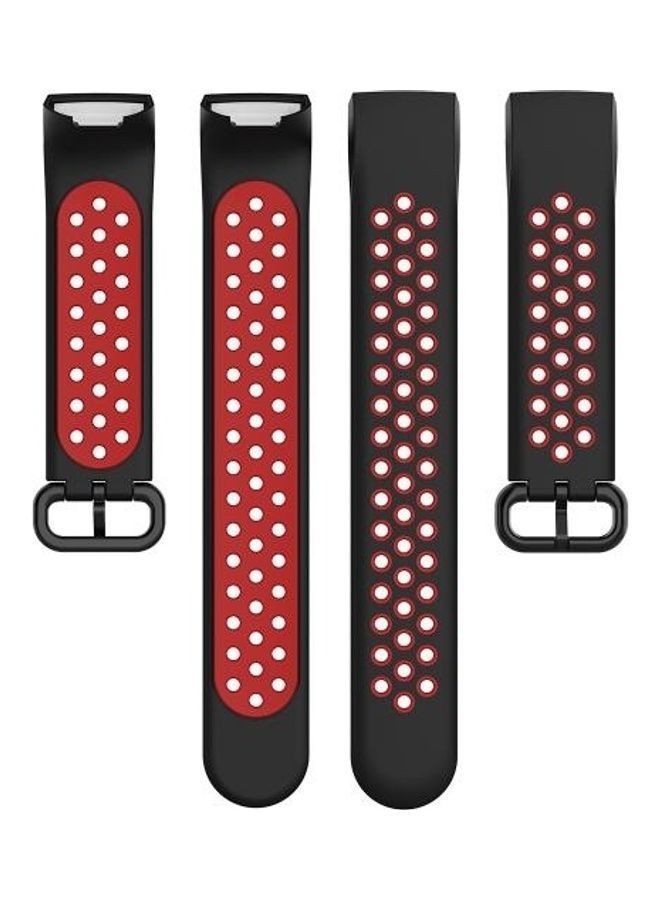 NIBEMINENT Silicone Replacement Band For Fitbit Charge 4/Charge 3/Charge 3 SE Black/Red - Image 4