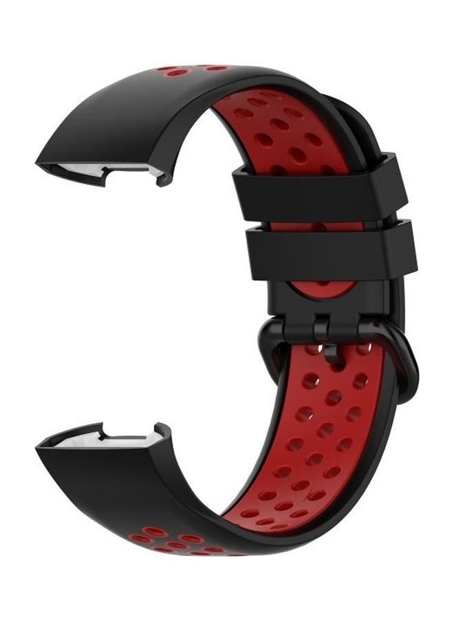 NIBEMINENT Silicone Replacement Band For Fitbit Charge 4/Charge 3/Charge 3 SE Black/Red - Image 3