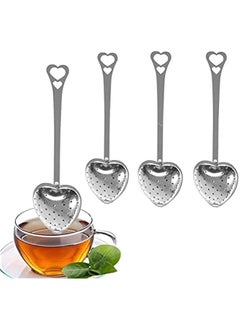 4PCS Stainless Steel Heart Shape Tea Infuser Long Handle Filter Tea Filter for Loose Tea