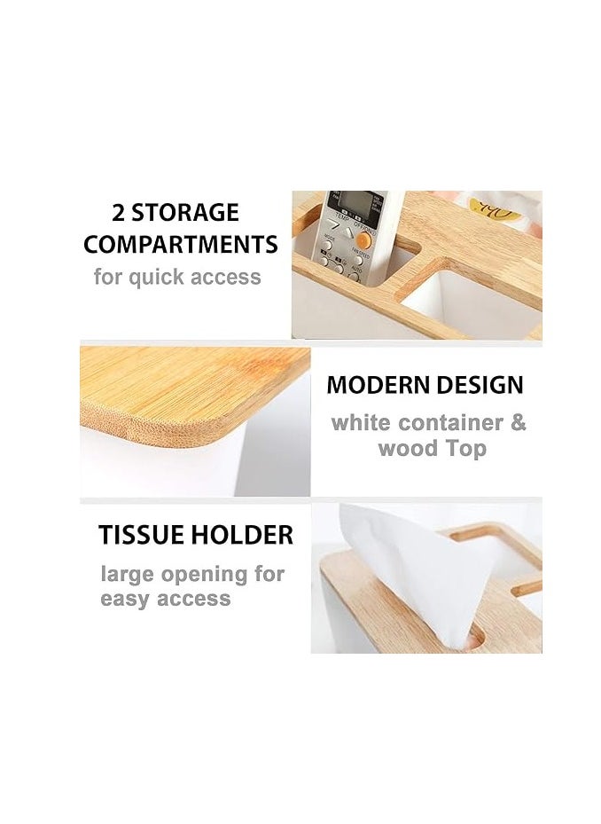 Tissue Storage Box with Compartment Remote Control Holder Desk Organizer From 13Diamond