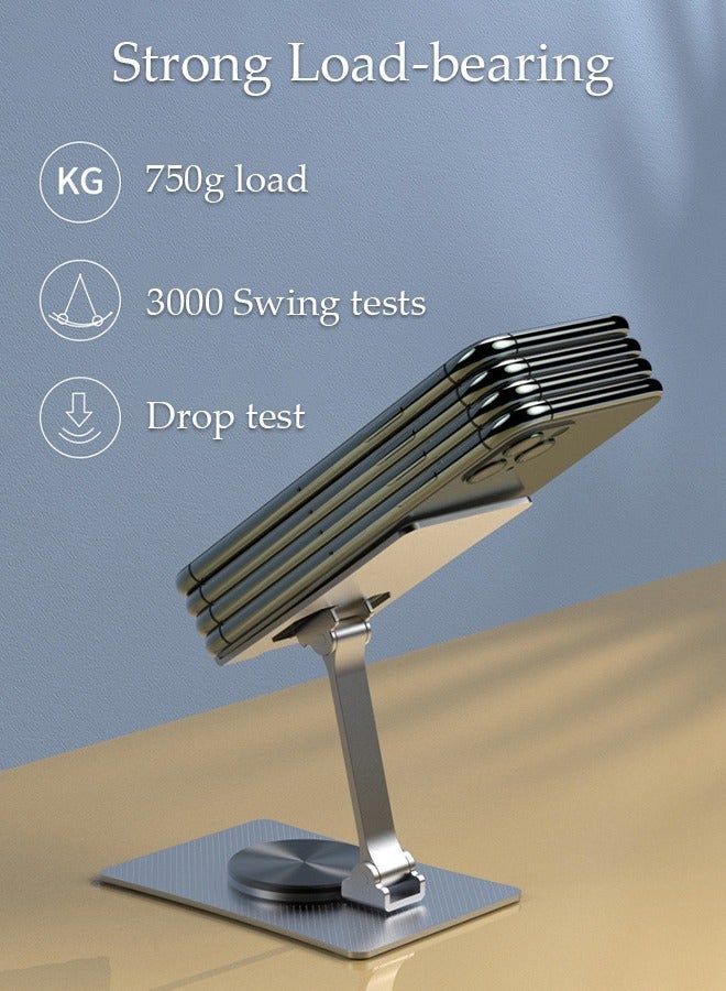 DUNISO Foldable Phone Stand for Desk Height Adjustable Cell Phone Holder Portable Cellphone Cradle Desktop Dock with 360° rotation base for iPhone iPad Smartphone - Image 5
