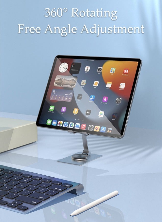 DUNISO Foldable Phone Stand for Desk Height Adjustable Cell Phone Holder Portable Cellphone Cradle Desktop Dock with 360° rotation base for iPhone iPad Smartphone - Image 3