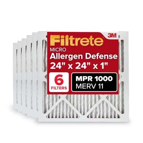 Filtrete 24x24x1 AC Furnace Air Filter, MERV 11, MPR 1000, Micro Allergen Defense, 3-Month Pleated 1-Inch Electrostatic Air Cleaning Filter, 6 Pack (Actual Size 23.81x23.81x0.81 in) - Image 1
