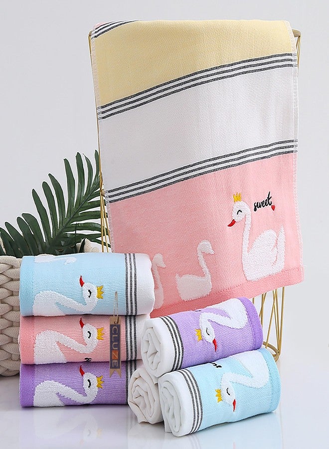 CLUZE Cute Face Towel Set for Women Girls Baby Kids Super Soft Extra Absorbent 100% Cotton Handkerchief (25x25 cm) (Pink, Purple, Sky) (Pack of 3) - Image 5