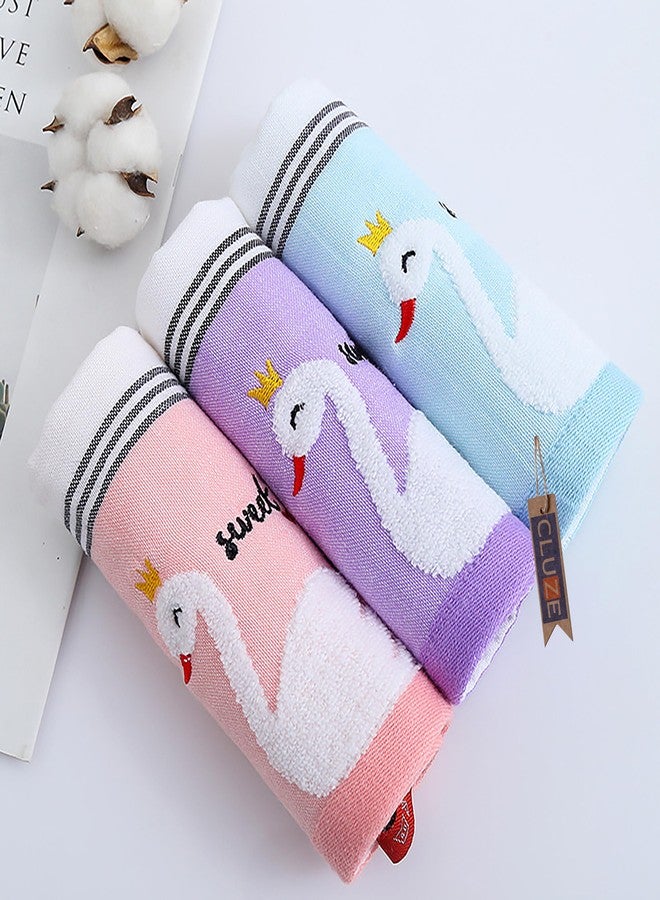 CLUZE Cute Face Towel Set for Women Girls Baby Kids Super Soft Extra Absorbent 100% Cotton Handkerchief (25x25 cm) (Pink, Purple, Sky) (Pack of 3) - Image 2