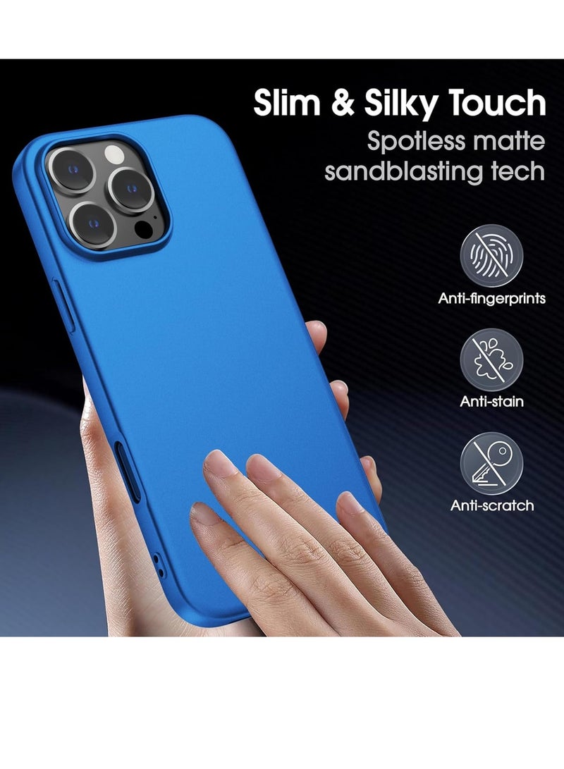 iPhone 16 Pro Ultra-Thin Matte Case with Camera & Screen Protectors - Shockproof & Scratch-Resistant in Blue
