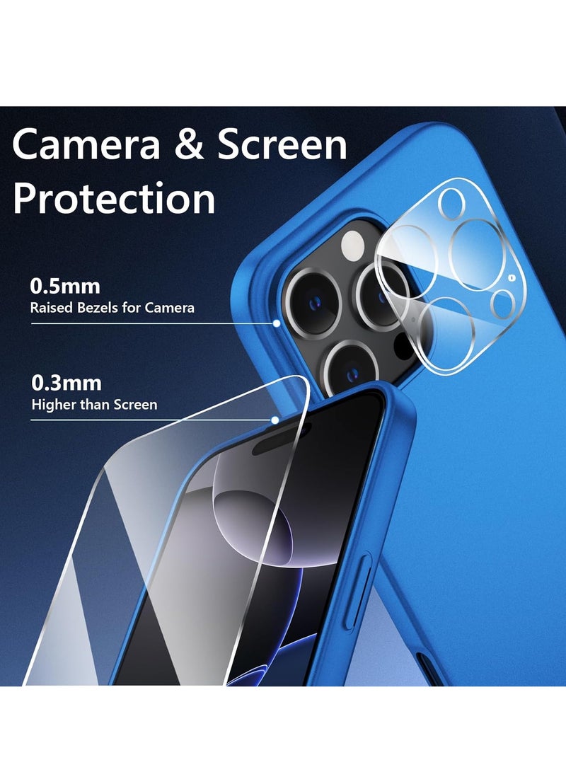 iPhone 16 Pro Ultra-Thin Matte Case with Camera & Screen Protectors - Shockproof & Scratch-Resistant in Blue