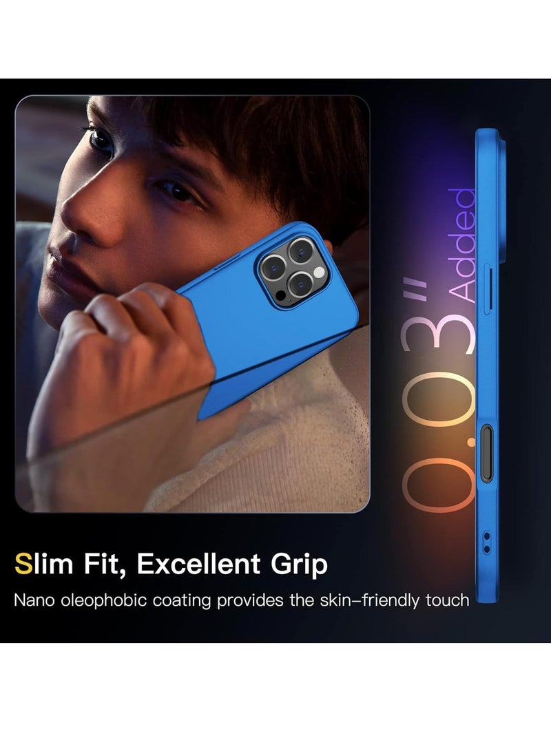 iPhone 16 Pro Ultra-Thin Matte Case with Camera & Screen Protectors - Shockproof & Scratch-Resistant in Blue
