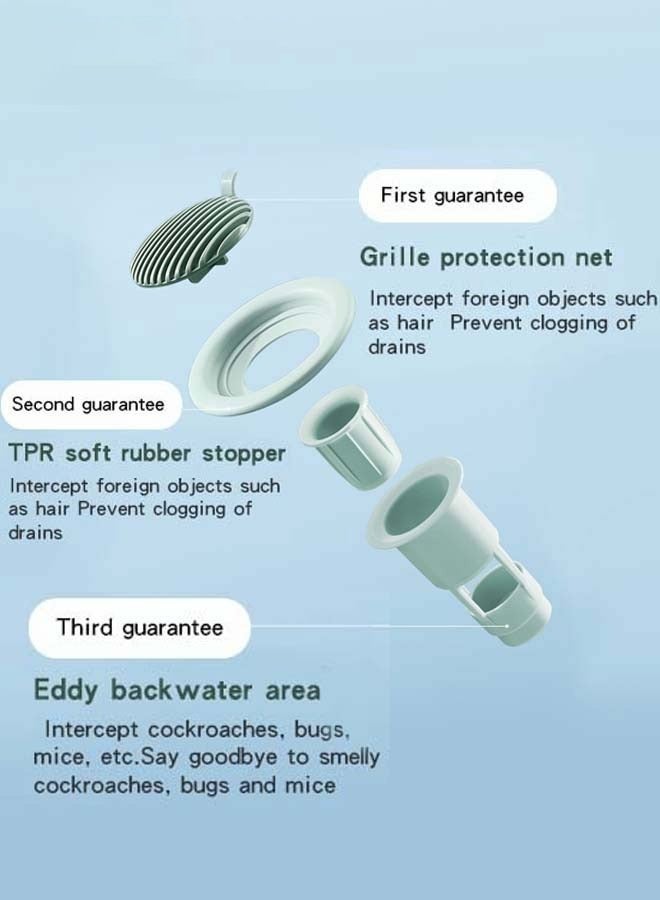 2PCS Deodorant Floor Drain Sealed TPR Soft Plug One-way Drainage Design Wear-resistant and Anti-corrosion Anti-blocking Bathroom Kitchen Filter - Image 2