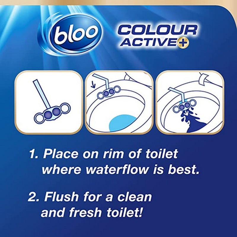 bloo كتلة المرحاض النشطة الملونة من بلو 2x50غ مبيض - معطر حافة المرحاض لتنظيف المرحاض، إزالة البقع ورائحة تدوم طويلاً - Image 3