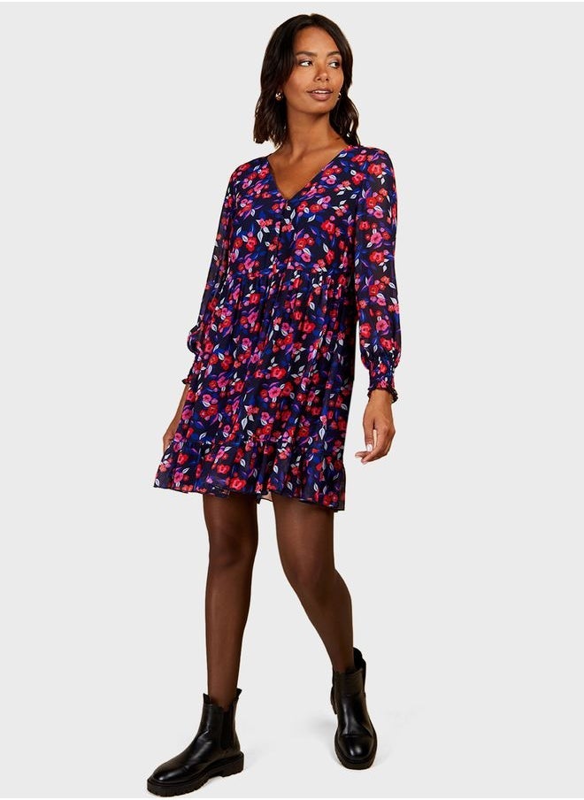Little Mistress Floral Tiered Dress - Image 2