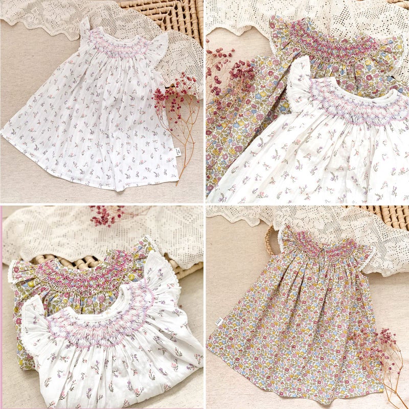 Simplee kids Baby Girls Smocked Dress Summer Casual Dresses with Handmade Smockings Floral Print Sundress Princess Dress for Toddlers - Image 4