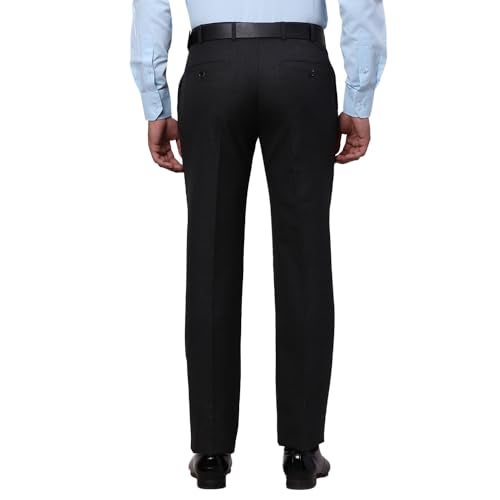 Raymond Men's Slim Fit Mid Rise Formal Trousers, Poly Viscose Blend, Solid Pattern, Flat Front | Dark Grey - Image 4