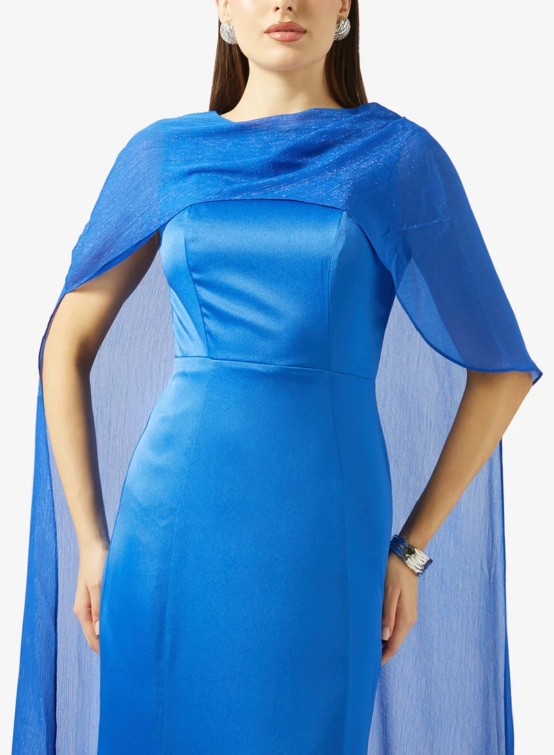 Namshi x  Cape Detail Chiffon Mermaid Dress for Women | Best Price UAE