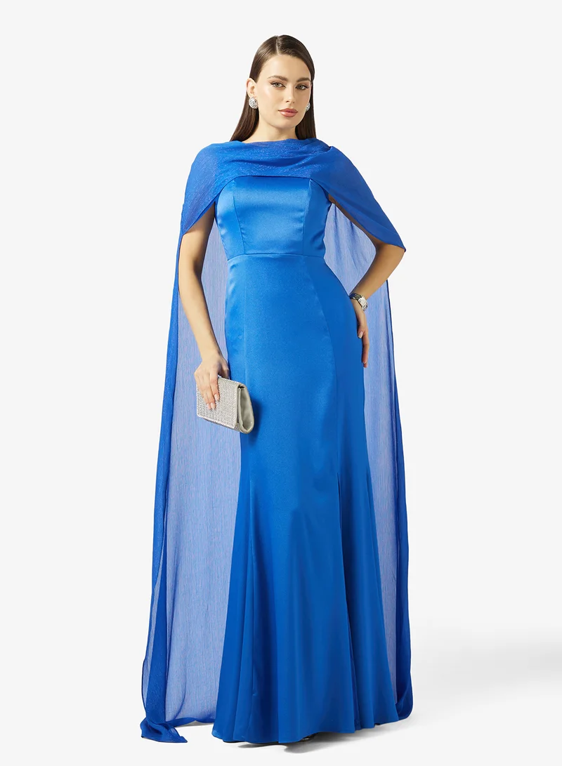 Namshi x  Cape Detail Chiffon Mermaid Dress for Women | Best Price UAE