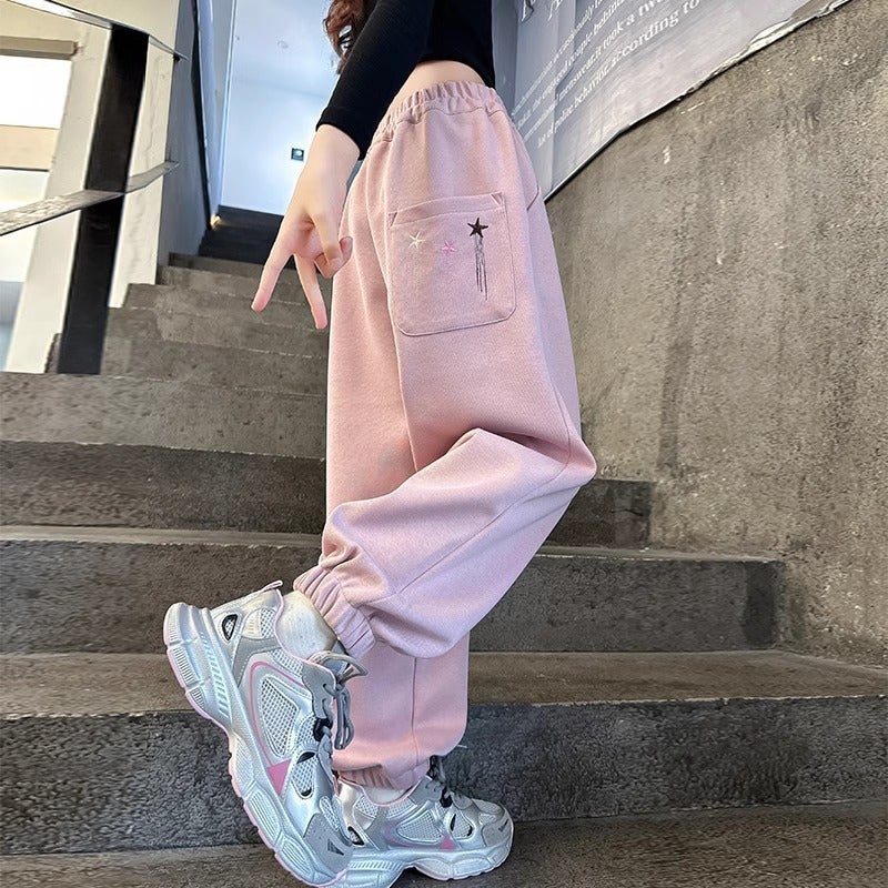 Girls' Pants For Big Children'S Loose Fashionable Western-Style Autumn Sports Pants Internet Popular Fried Street Autumn Wear Children'S Sweatpants - Image 1