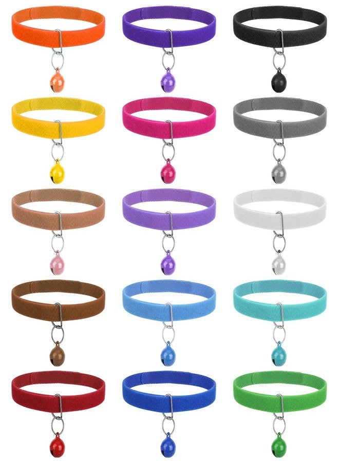 Xosjska 15 PCS Tiny Kitten Collar with Bell, Multicolor Newborn Puppy Whelping Collars for Litter Soft Adjustable Puppy ID Bands Collars for Small Newborn Puppies Kitten Cat Dog Pet Ducks - Image 1