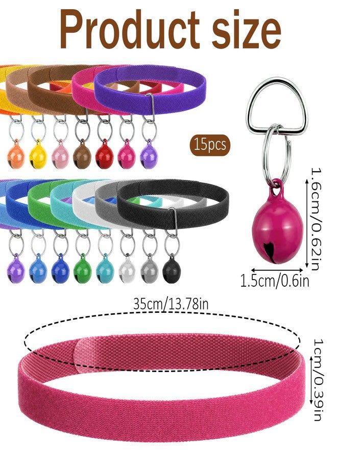 Xosjska 15 PCS Tiny Kitten Collar with Bell, Multicolor Newborn Puppy Whelping Collars for Litter Soft Adjustable Puppy ID Bands Collars for Small Newborn Puppies Kitten Cat Dog Pet Ducks - Image 3