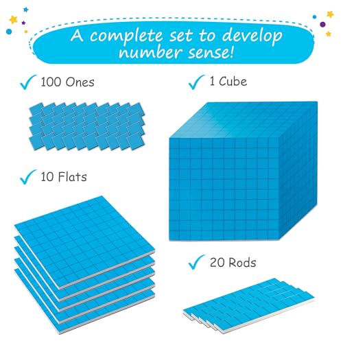 Simply magic 131 PCS Jumbo Magnetic Base Ten Blocks - Place Value Blocks - Math Manipulatives for Elementary Classroom, Number Blocks, Math Counters for Kids, Counting Cubes, Base 10 for 1st 2nd 3rd Grade - Image 3