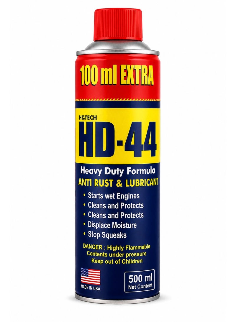 بخاخ مزلق ومقاوم للصدأ HD-44 سعة 500 مل، بخاخ متعدد الاستخدامات للمفصلات والأدوات وقطع المعدن والسيارات والمرآب - Image 1