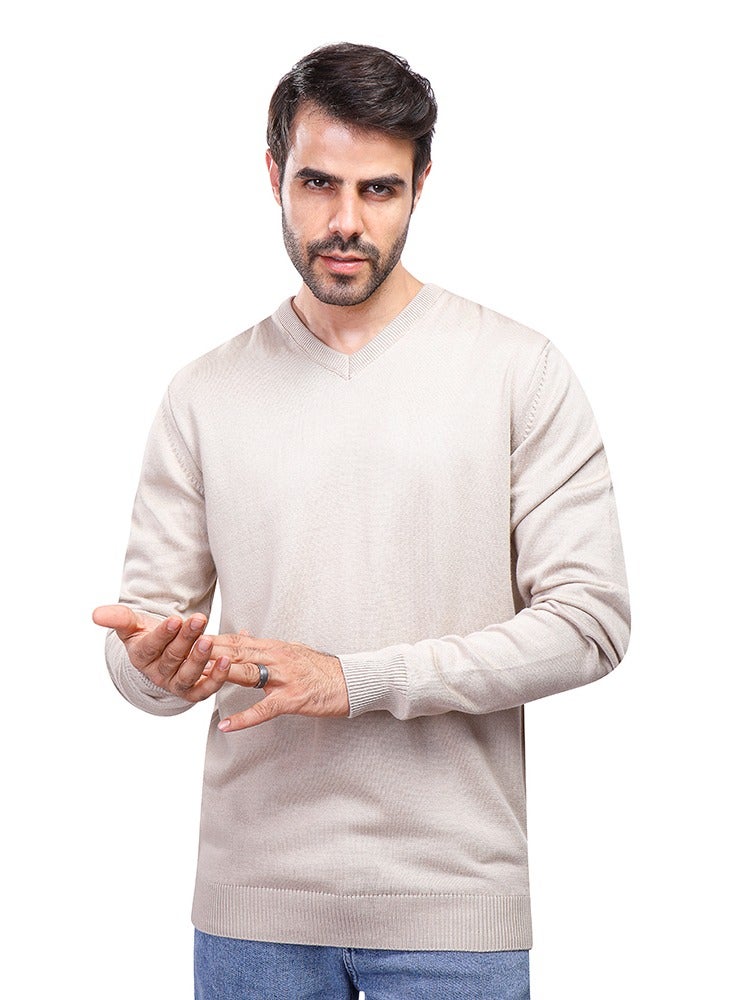 Coup Beige V neck Pullover - Image 1