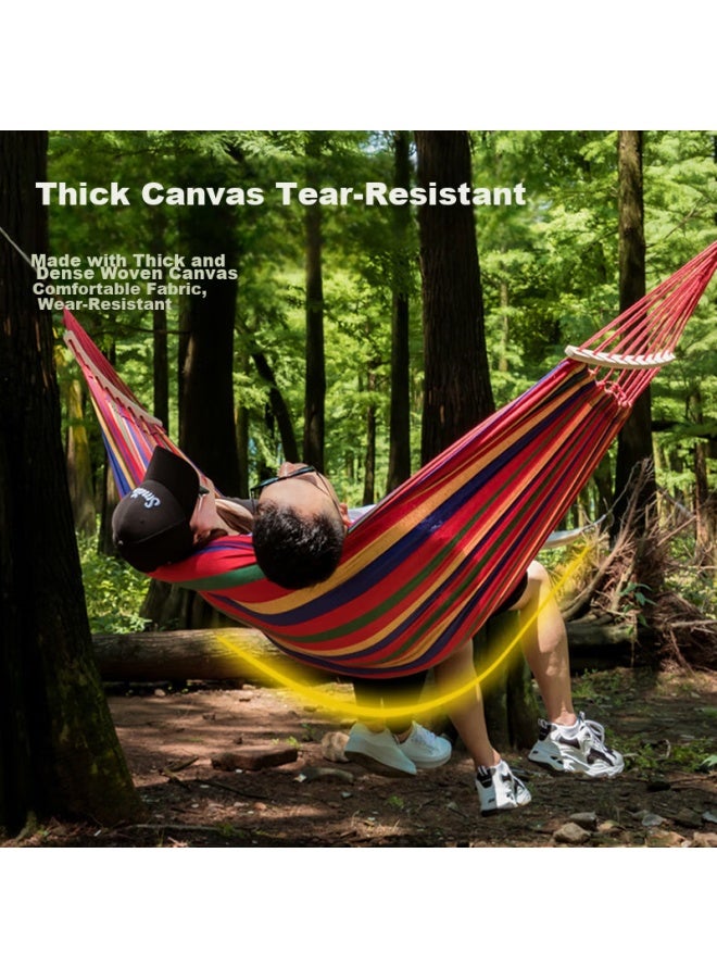 MOTIE Motie Outdoor Camping Double Canvas Hammock, Curved Wood Frame, Anti-rollover, Indoor Swing, Widened And Thickened, 2.5m*1.5m - Image 5