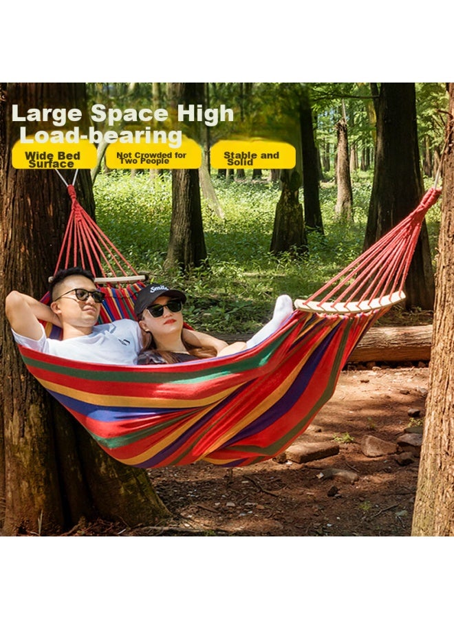 MOTIE Motie Outdoor Camping Double Canvas Hammock, Curved Wood Frame, Anti-rollover, Indoor Swing, Widened And Thickened, 2.5m*1.5m - Image 4